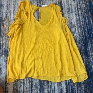 Yellow open shoulder long sleeve